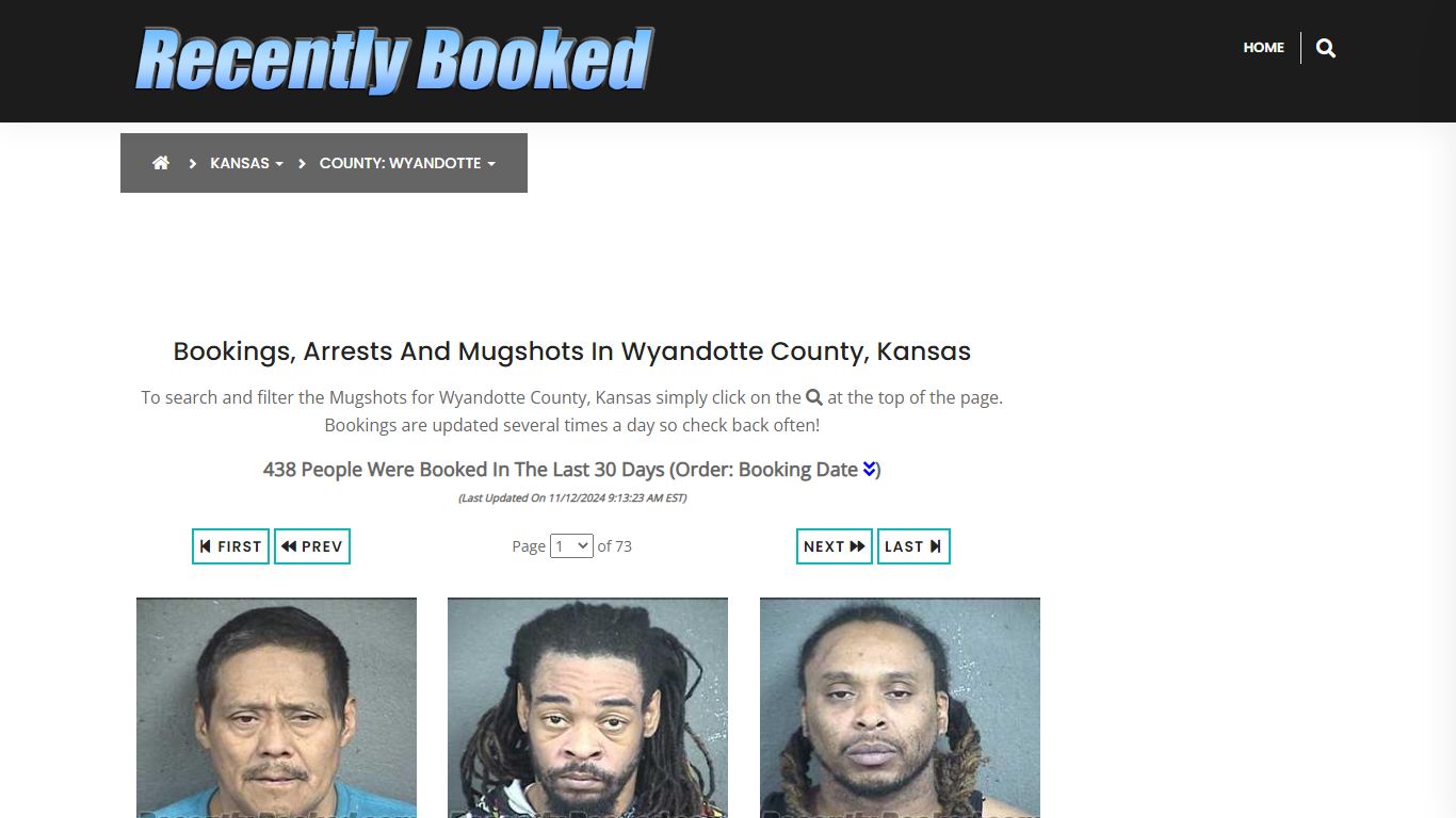 Bookings, Arrests and Mugshots in Wyandotte County, Kansas