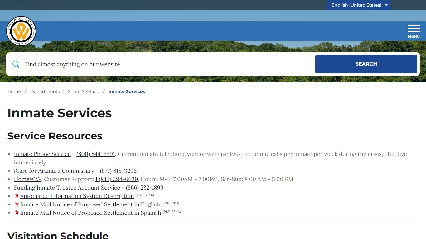 Inmate Services - Unified Government of Wyandotte County and Kansas City
